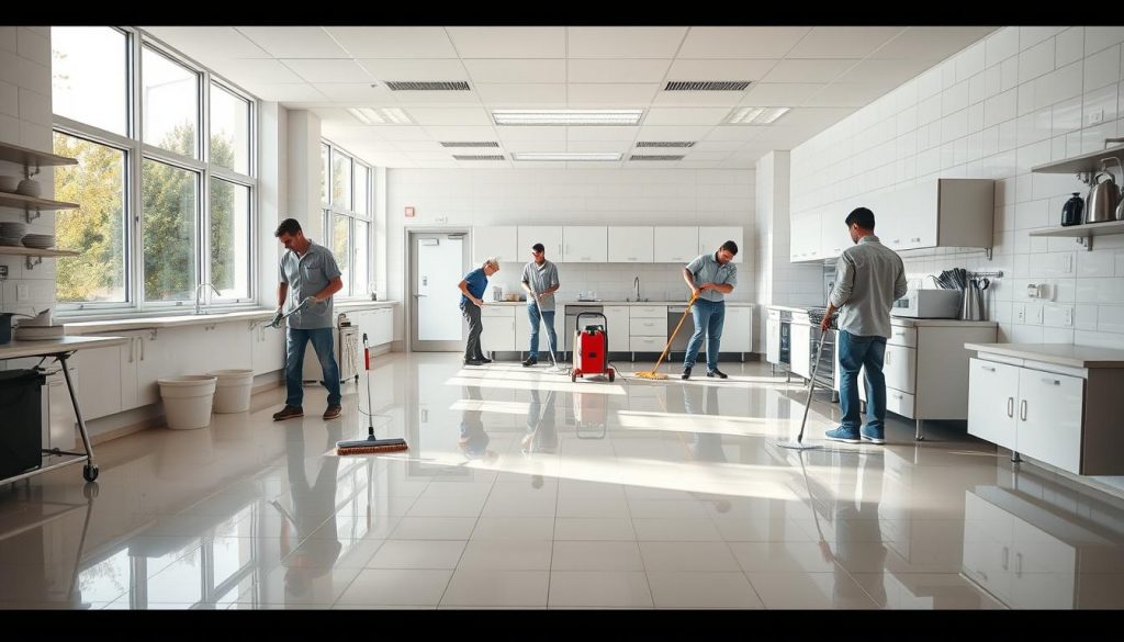 Floor Cleaning Services for College Kitchen and Dining Rooms