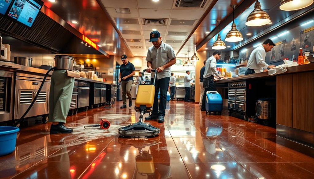 “How Atlanta’s Top Floor Cleaning Services Prevent Slips in Commercial Kitchens”