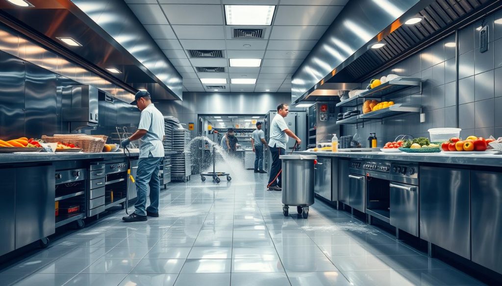 “How Atlanta’s Top Floor Cleaning Services Prevent Slips in Commercial Kitchens”