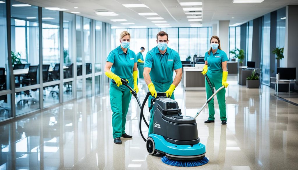 Professional Floor Cleaning Team at Work