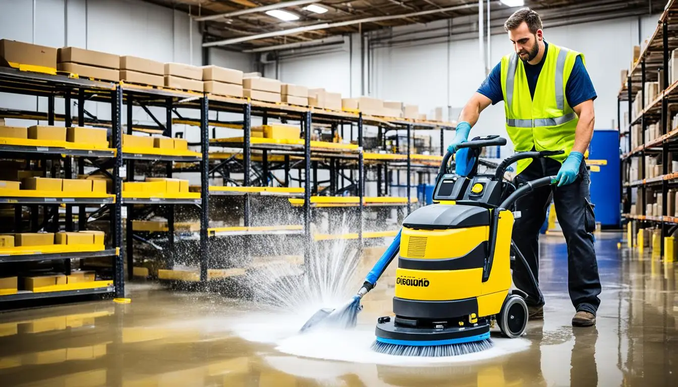 Warehouse floor cleaning