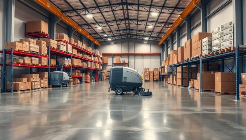 Warehouse floor cleaning