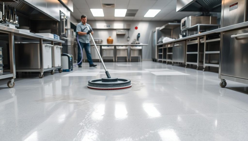 “How Atlanta’s Top Floor Cleaning Services Prevent Slips in Commercial Kitchens”