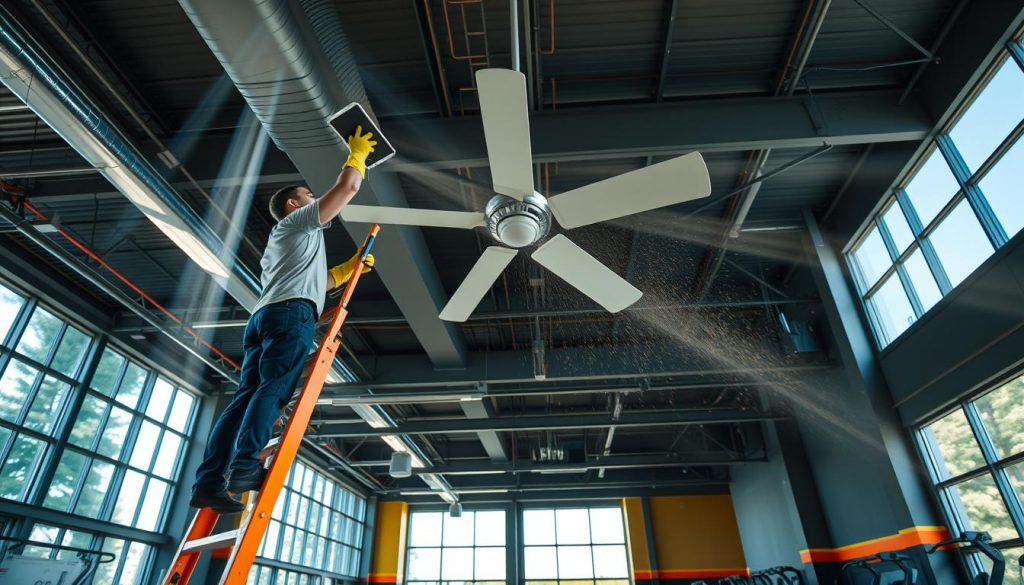 gym ceiling fan cleaning