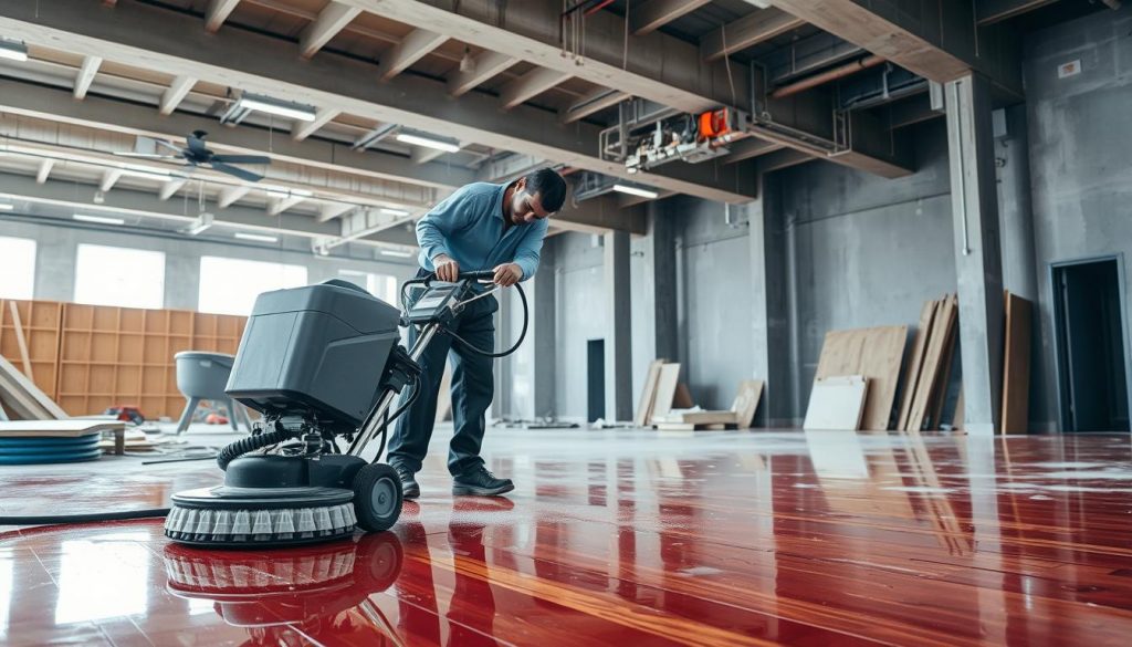 specialized floor stripping and waxing post-construction