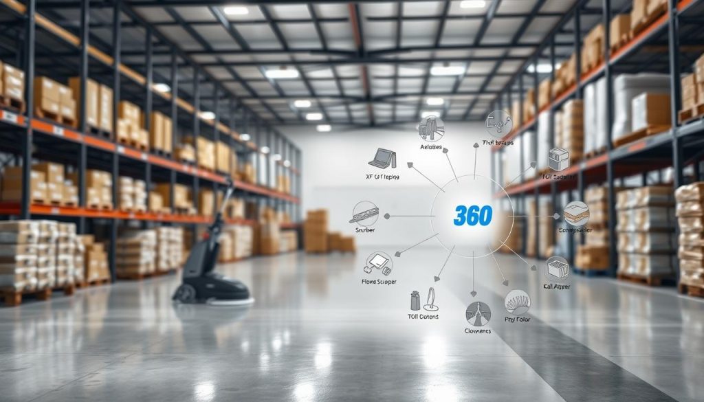 warehouse floor cleaning services diagram